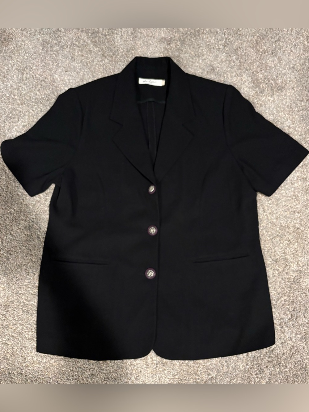 Vtg Windsor Collection Women’s Black Button-Down Short Sleeve Shirt Jacket Large